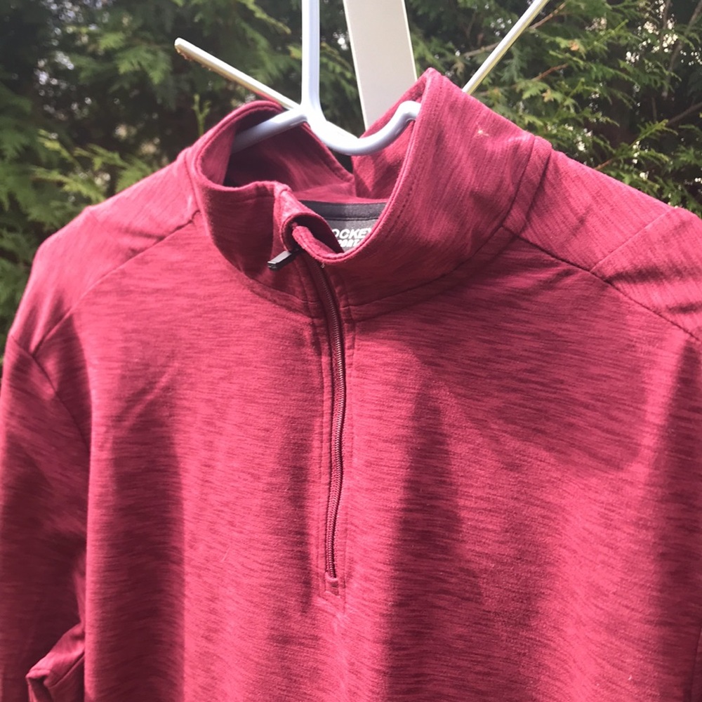 Jockey Sports Long Sleeve Brushed Back Tech Jersey, Zinfandel, Size Medium